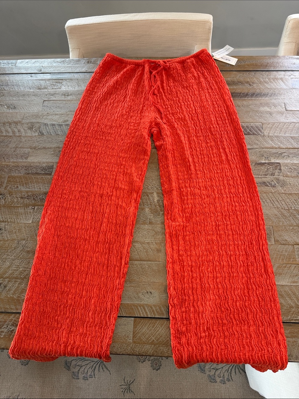 Montce Tangerine Textured Wide-Leg Pants